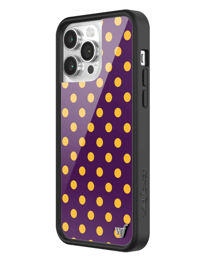 Polka Dot Purple and Yellow iPhone Case with Protective Bumper - Image 34