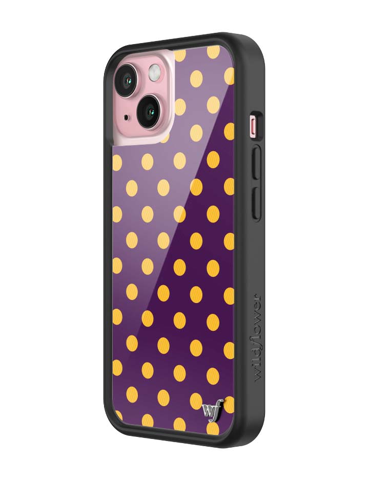 Polka Dot Purple and Yellow iPhone Case with Protective Bumper - Image 32