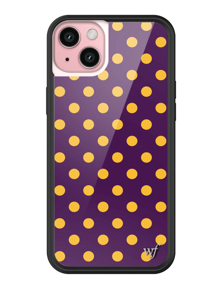 Polka Dot Purple and Yellow iPhone Case with Protective Bumper - Image 27