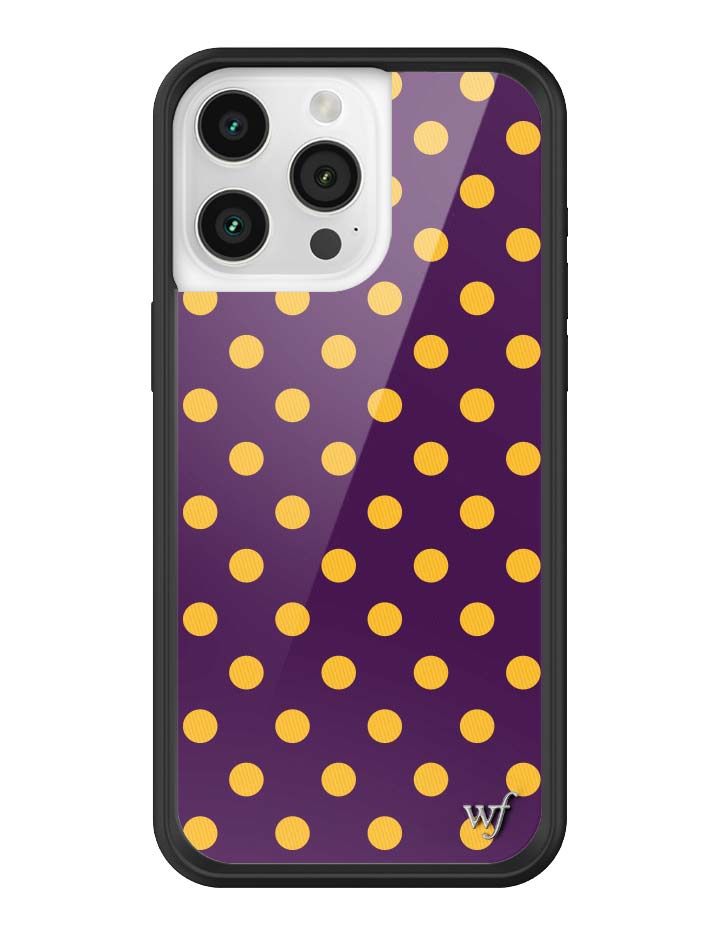 Polka Dot Purple and Yellow iPhone Case with Protective Bumper - Image 25