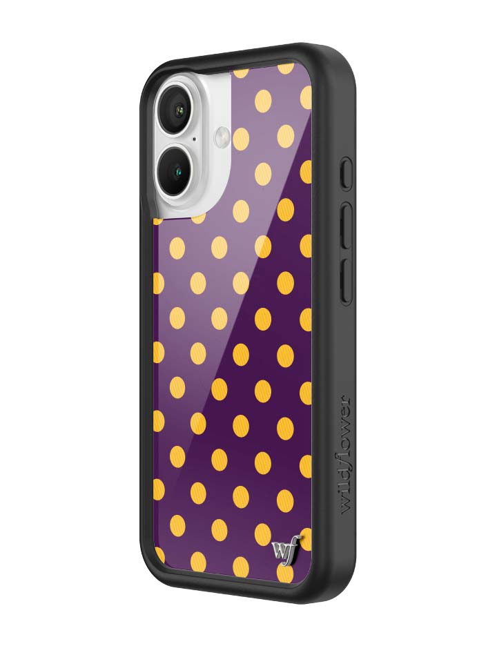 Polka Dot Purple and Yellow iPhone Case with Protective Bumper - Image 22