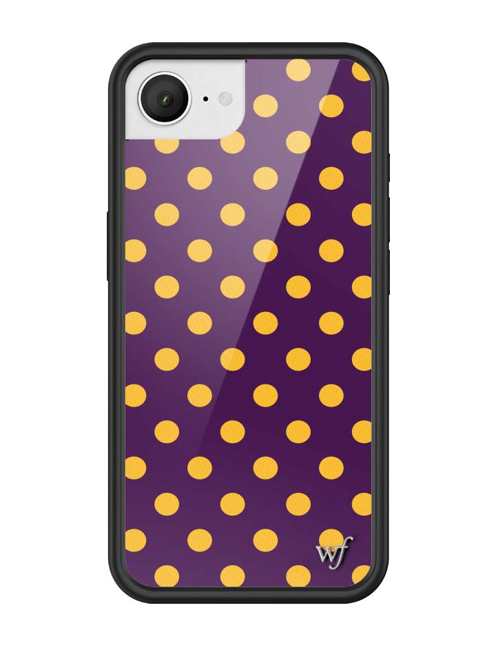 Polka Dot Purple and Yellow iPhone Case with Protective Bumper - Image 23