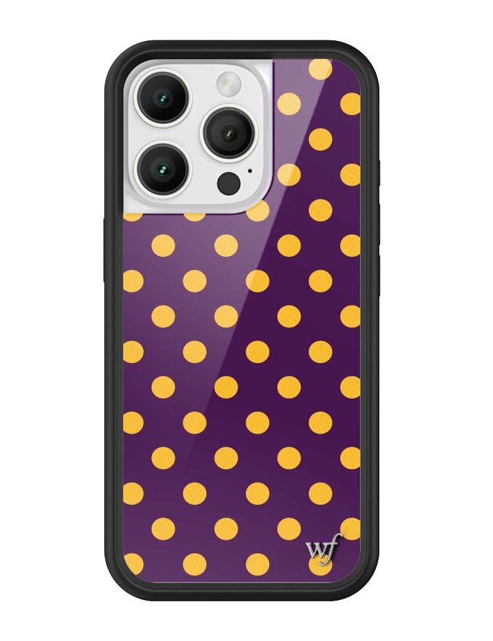 Polka Dot Purple and Yellow iPhone Case with Protective Bumper - Image 19