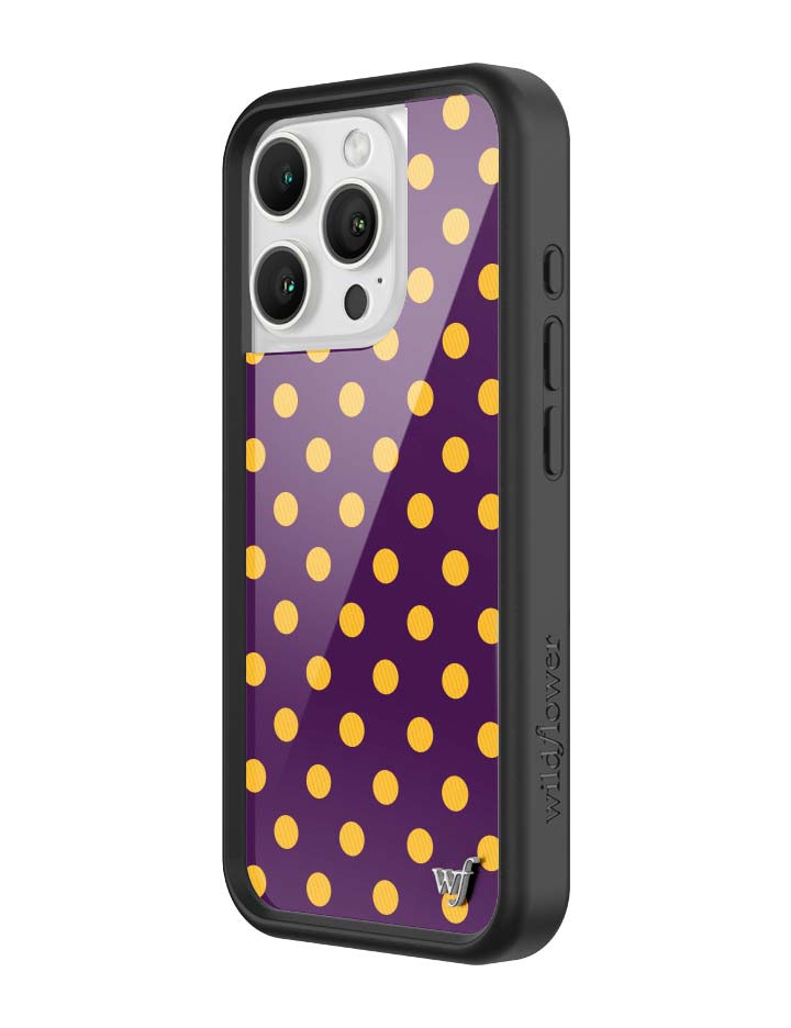 Polka Dot Purple and Yellow iPhone Case with Protective Bumper - Image 20