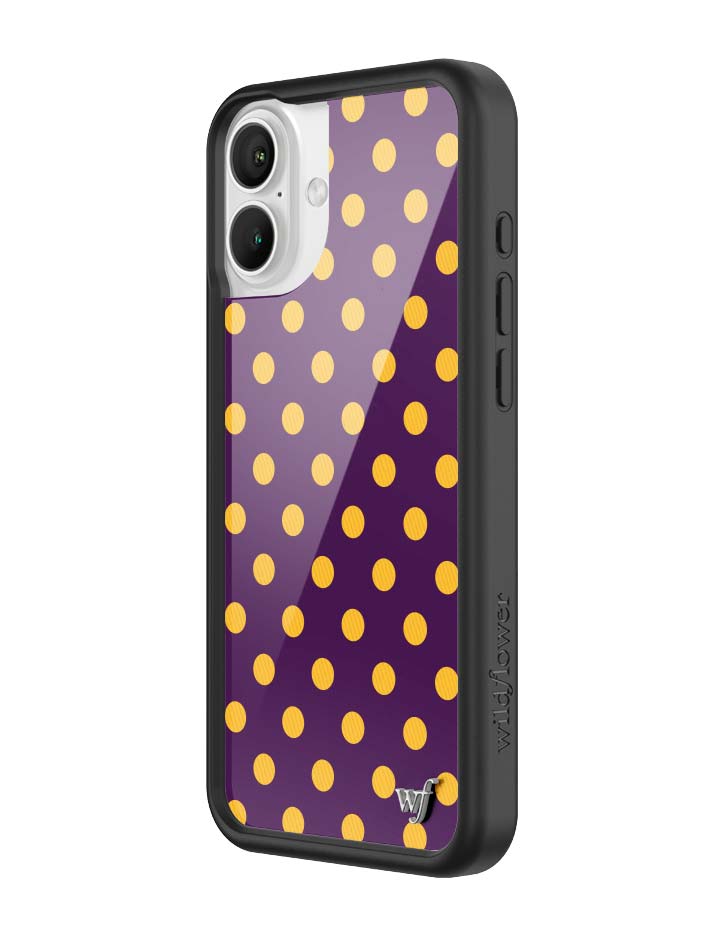 Polka Dot Purple and Yellow iPhone Case with Protective Bumper - Image 18
