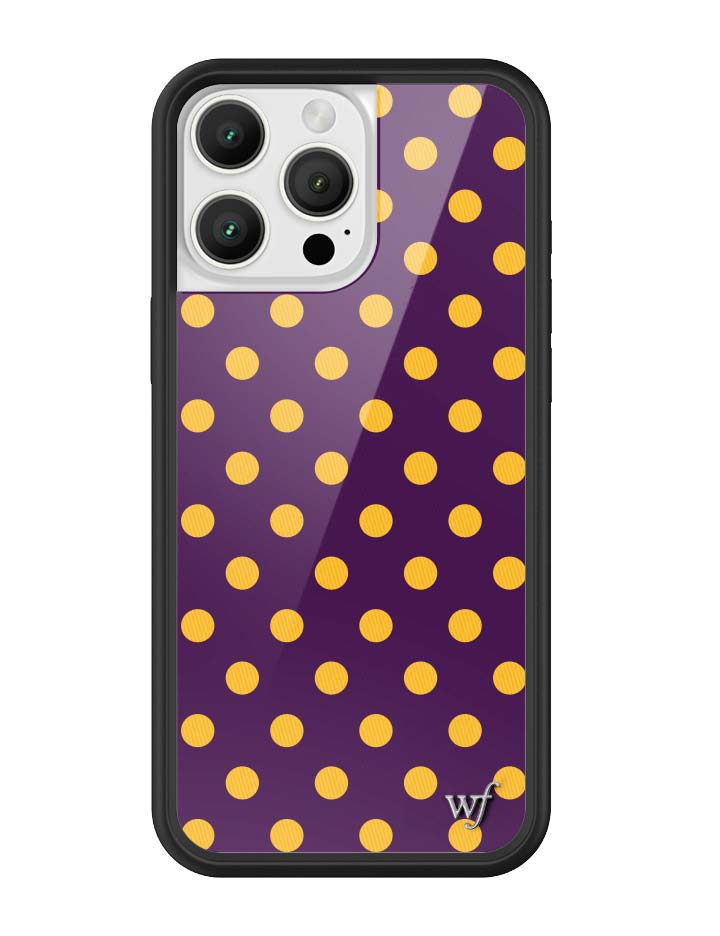 Polka Dot Purple and Yellow iPhone Case with Protective Bumper - Image 15