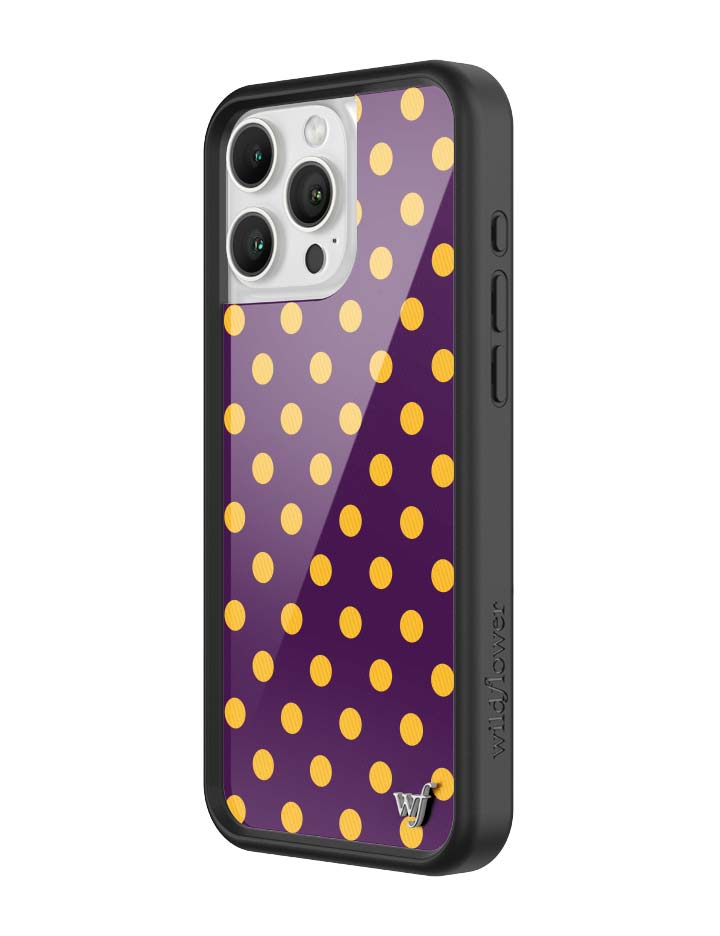 Polka Dot Purple and Yellow iPhone Case with Protective Bumper - Image 16