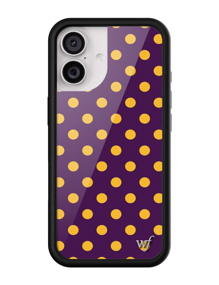 Polka Dot Purple and Yellow iPhone Case with Protective Bumper - Image 7