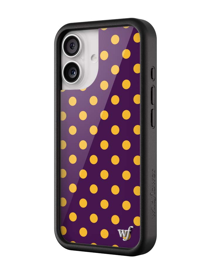 Polka Dot Purple and Yellow iPhone Case with Protective Bumper - Image 8