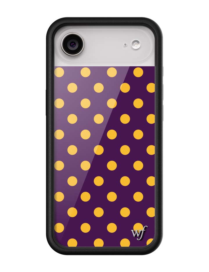 Polka Dot Purple and Yellow iPhone Case with Protective Bumper - Image 12