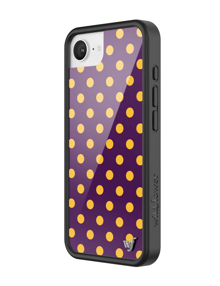 Polka Dot Purple and Yellow iPhone Case with Protective Bumper - Image 11