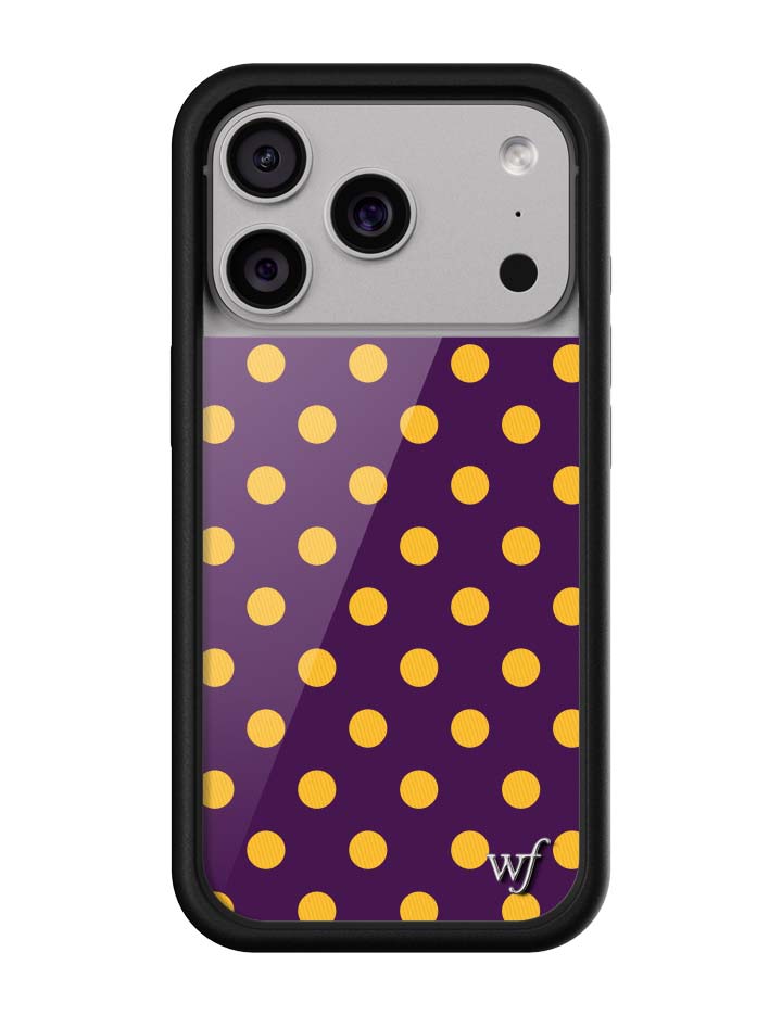 Polka Dot Purple and Yellow iPhone Case with Protective Bumper - Image 4