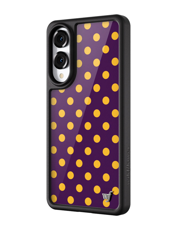 Purple and Yellow Polka Dot Protective Samsung Galaxy Phone Case - Image 4