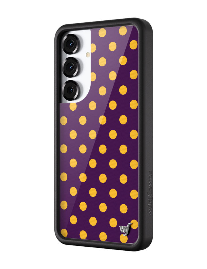 Purple and Yellow Polka Dot Protective Samsung Galaxy Phone Case - Image 6