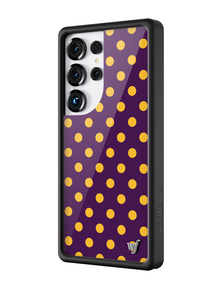 Purple and Yellow Polka Dot Protective Samsung Galaxy Phone Case - Image 2