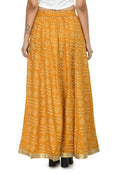 Mustard color cotton printed lehenga lancha with 40-inch length