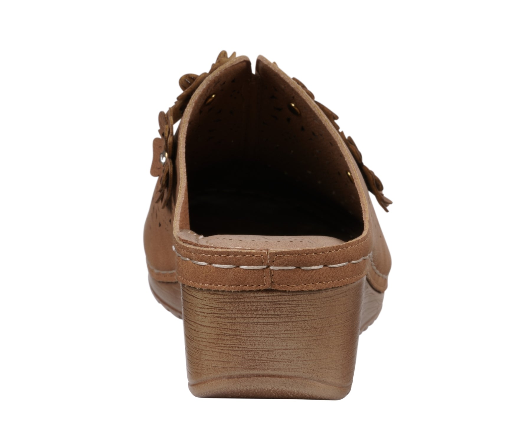 Women's Krista Floral Cutout Wedge Mule Clog in Brown - Image 4