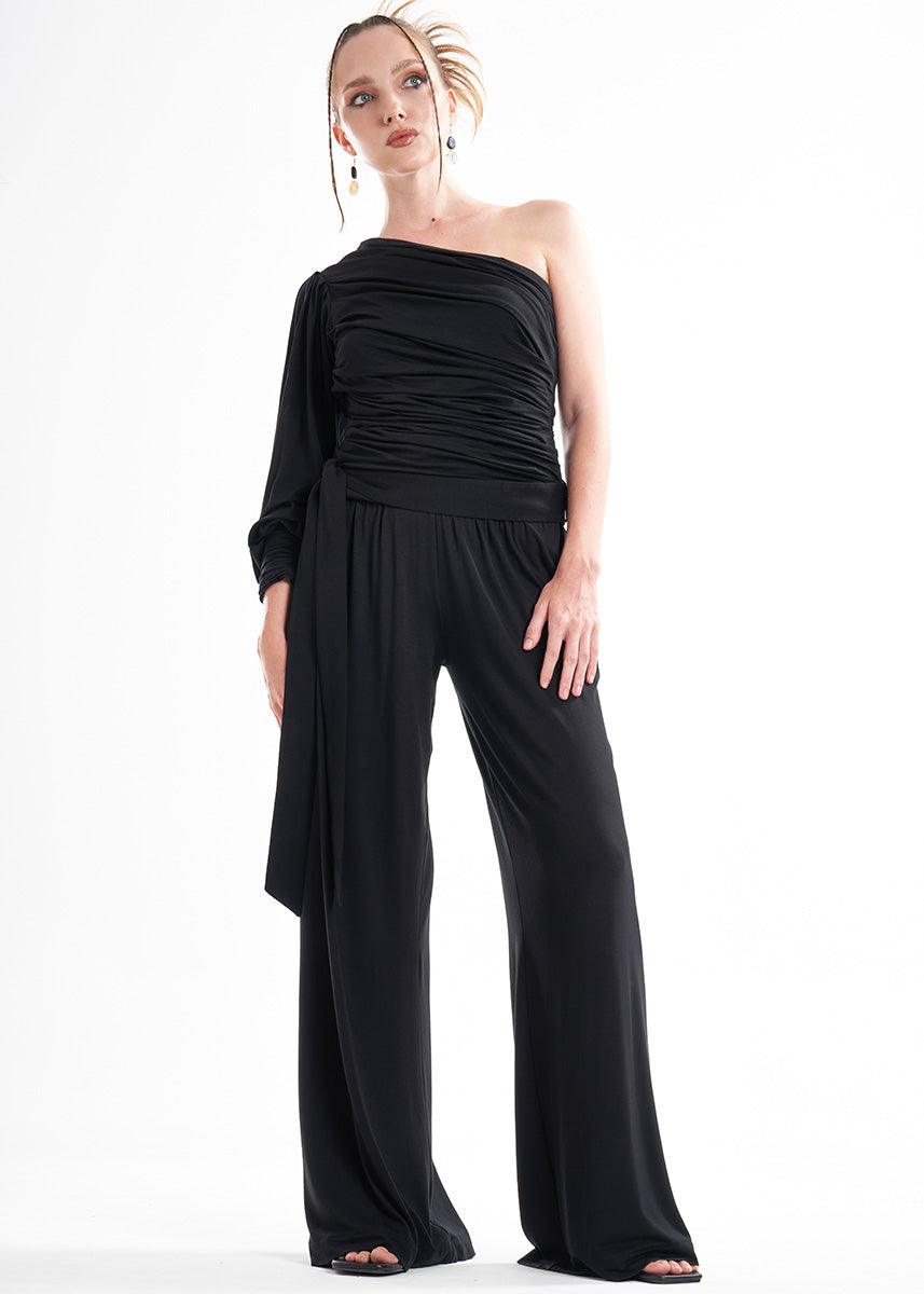 Black Jersey Viscose Palazzo Pants LavaNera
