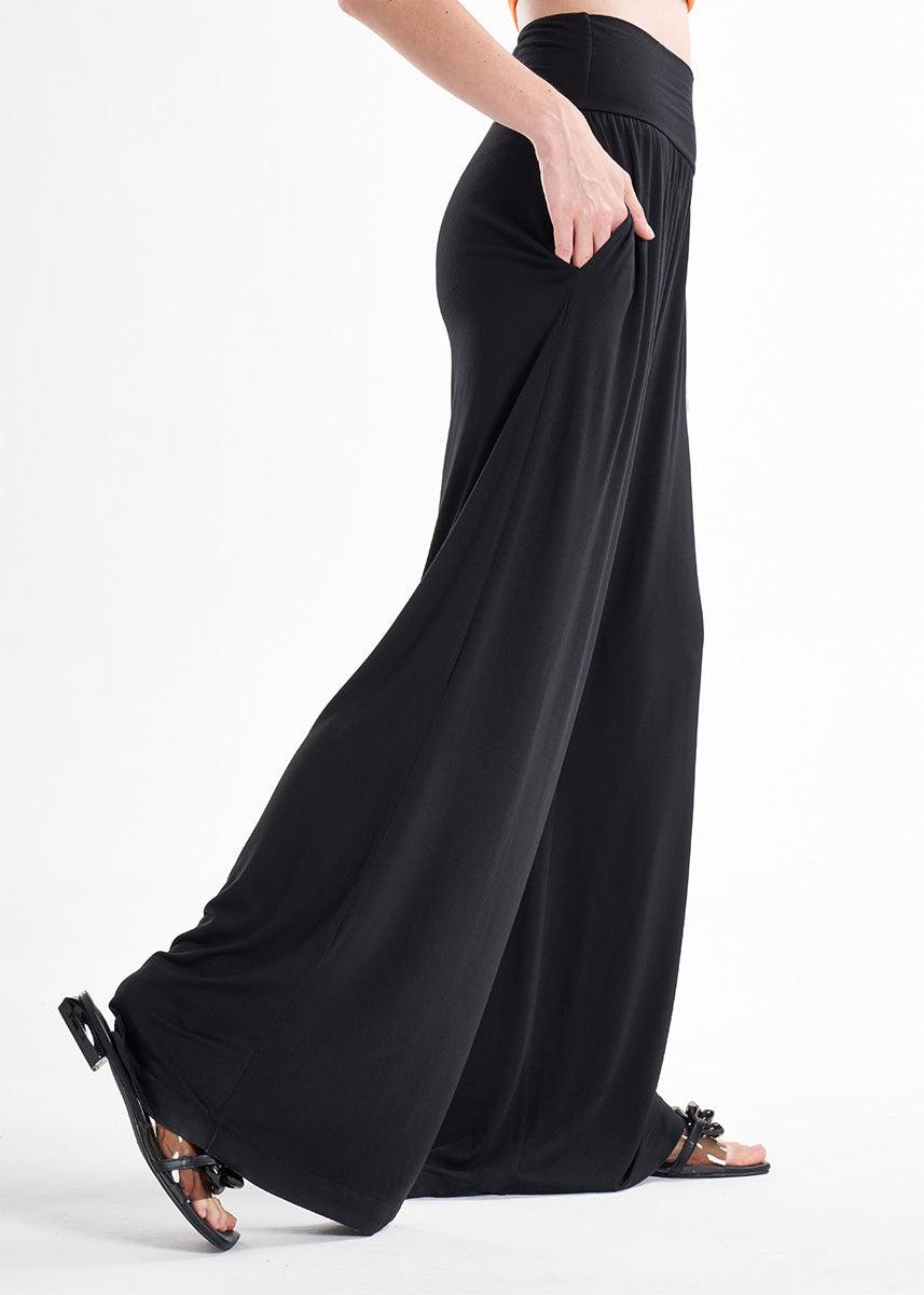 Black Jersey Viscose Palazzo Pants LavaNera