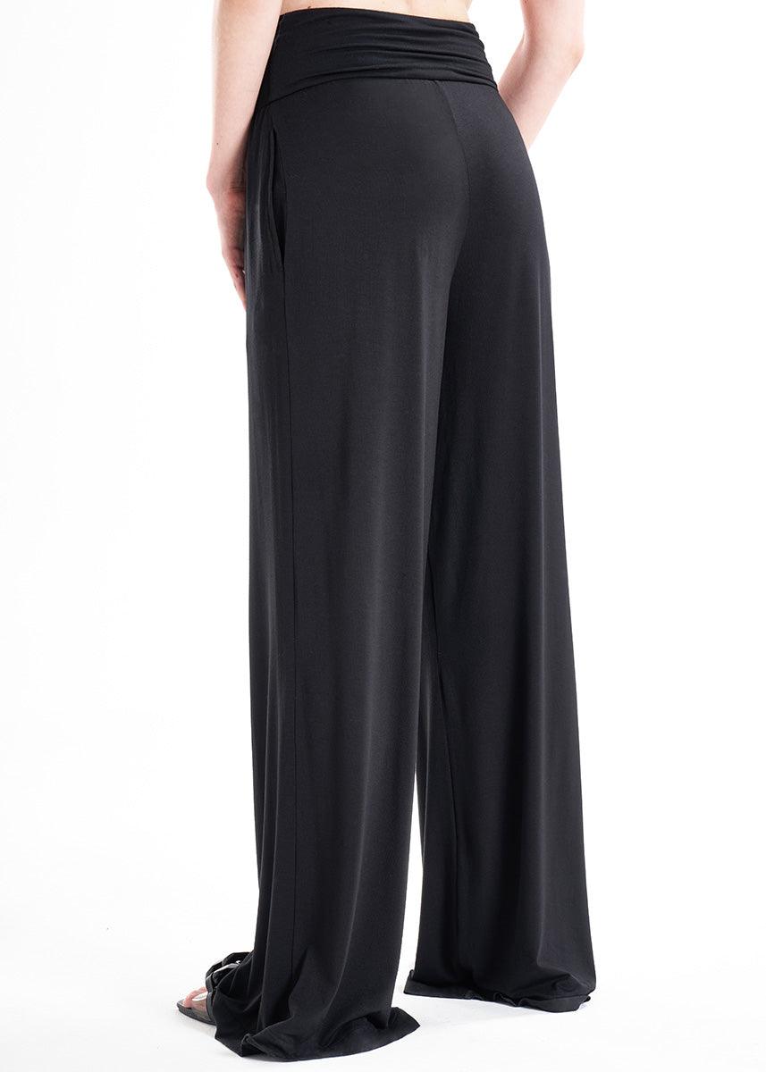 Black Jersey Viscose Palazzo Pants LavaNera
