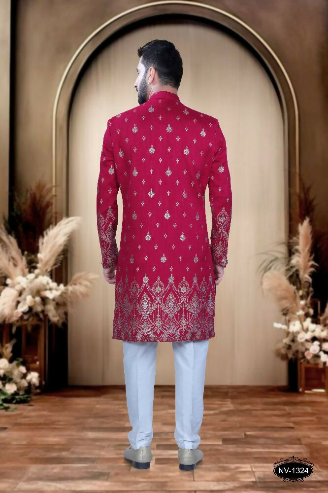 Rani-Pink Silk Kurta Pyjama Set for Boys Ethnic Occasion Wear