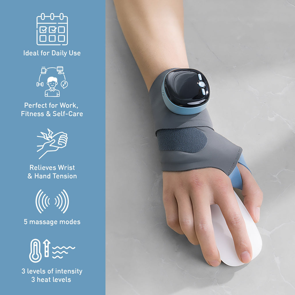 Wireless Electric Wrist Massager with EMS Heat Therapy Support