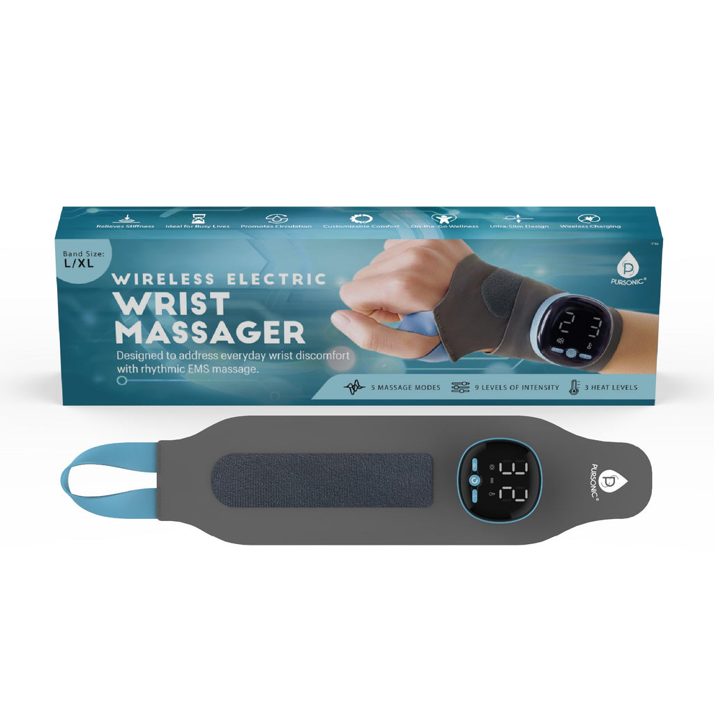 Wireless Electric Wrist Massager with EMS Heat Therapy Support