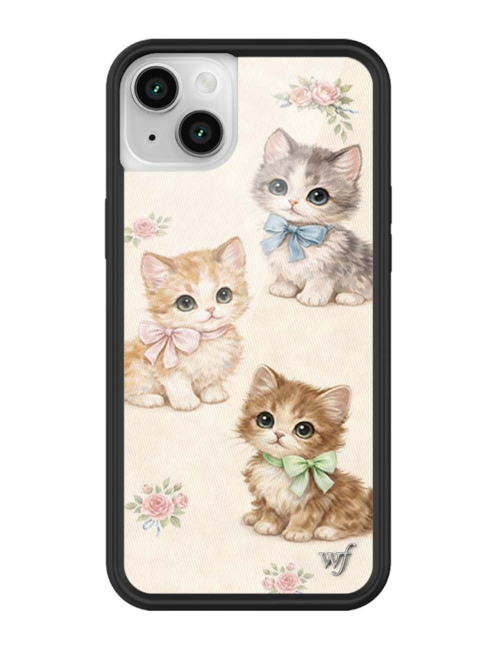 Vintage Kittens iPhone Case Floral White Animal Print