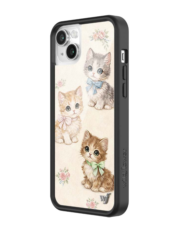 Vintage Kittens iPhone Case Floral White Animal Print