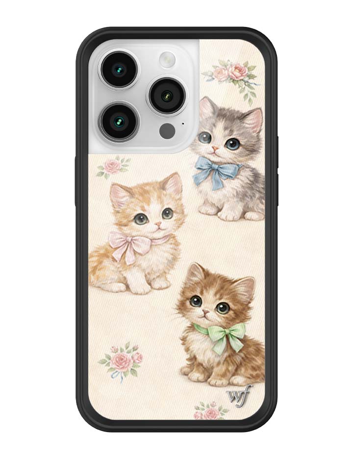 Vintage Kittens iPhone Case Floral White Animal Print