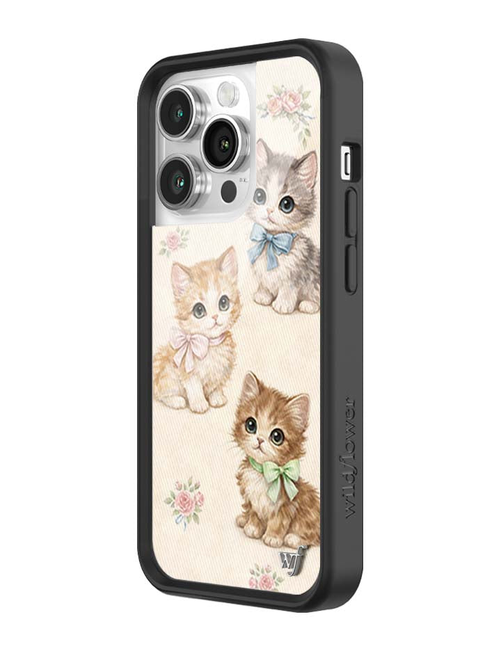 Vintage Kittens iPhone Case Floral White Animal Print
