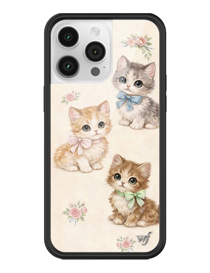 Vintage Kittens iPhone Case Floral White Animal Print