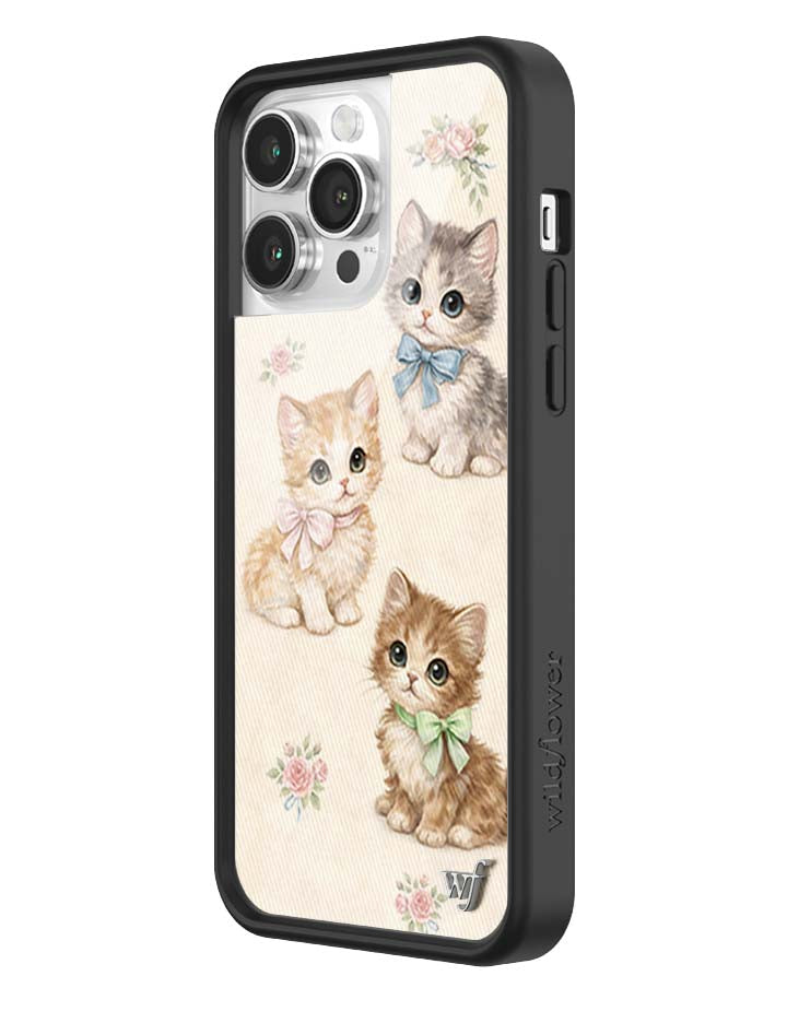 Vintage Kittens iPhone Case Floral White Animal Print