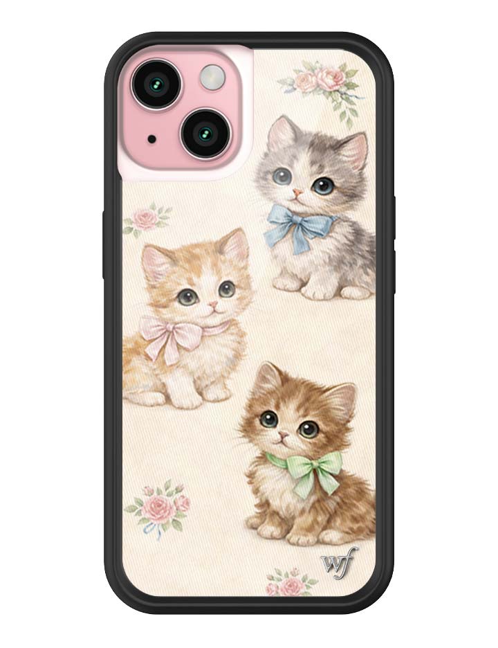 Vintage Kittens iPhone Case Floral White Animal Print