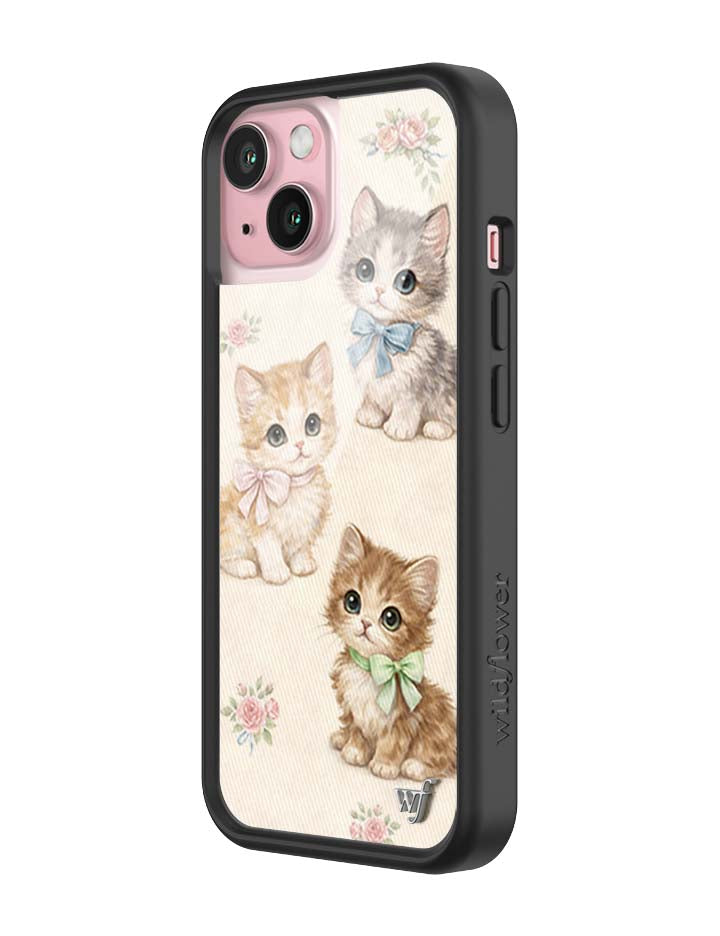 Vintage Kittens iPhone Case Floral White Animal Print