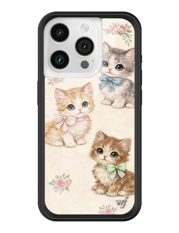 Vintage Kittens iPhone Case Floral White Animal Print