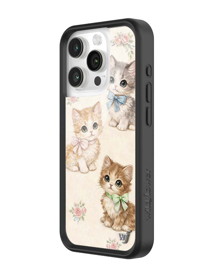 Vintage Kittens iPhone Case Floral White Animal Print