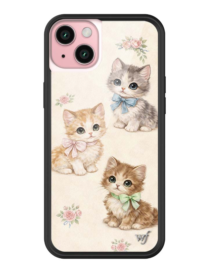 Vintage Kittens iPhone Case Floral White Animal Print