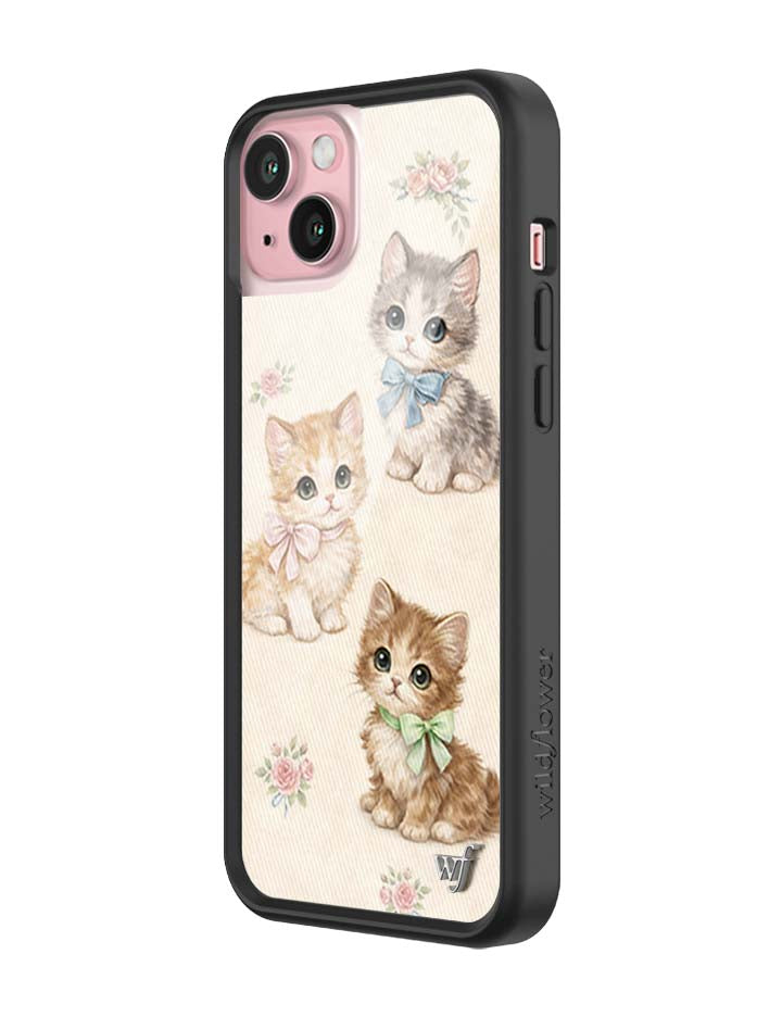 Vintage Kittens iPhone Case Floral White Animal Print