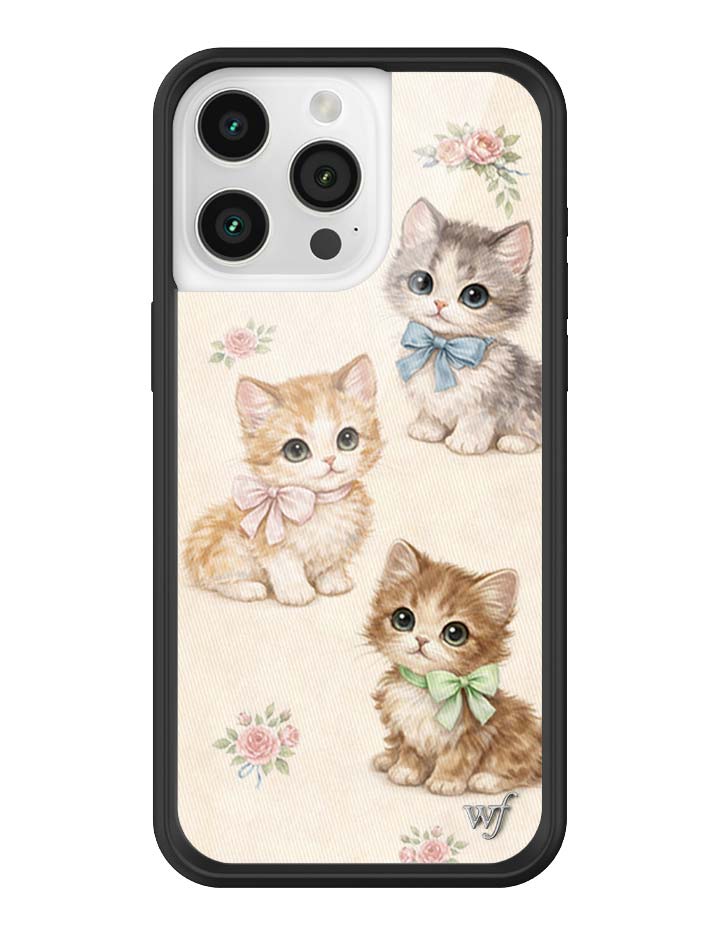 Vintage Kittens iPhone Case Floral White Animal Print