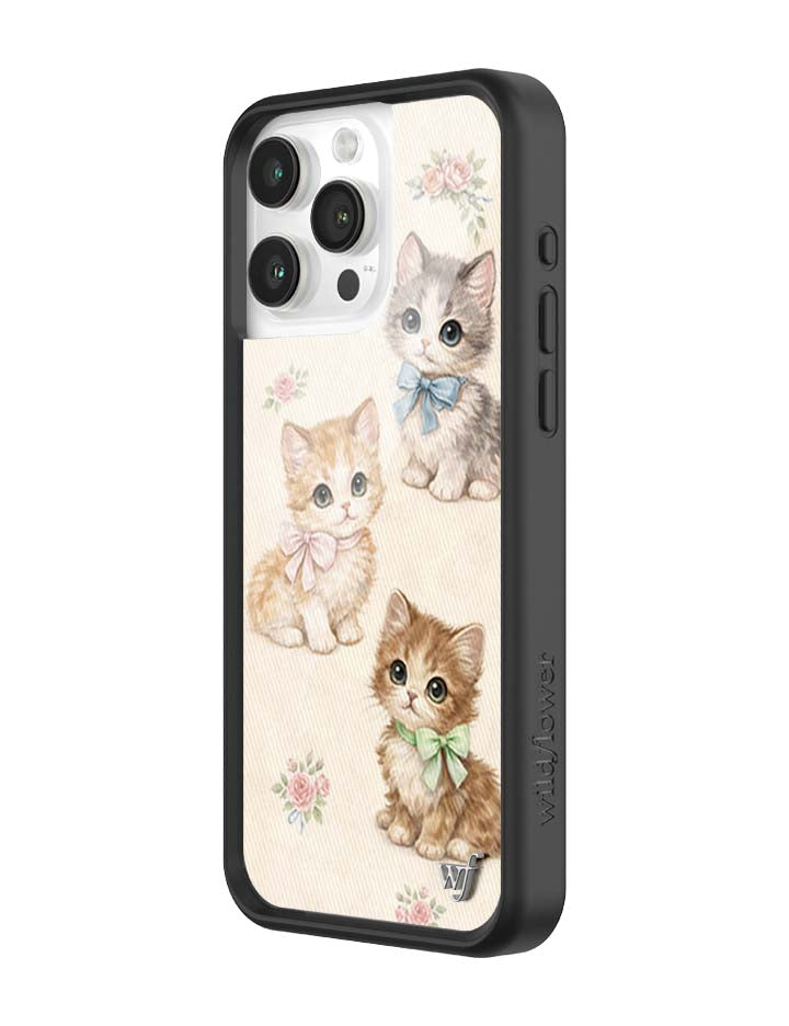 Vintage Kittens iPhone Case Floral White Animal Print