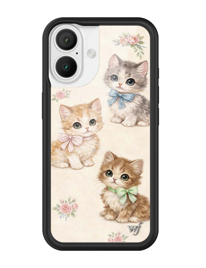 Vintage Kittens iPhone Case Floral White Animal Print