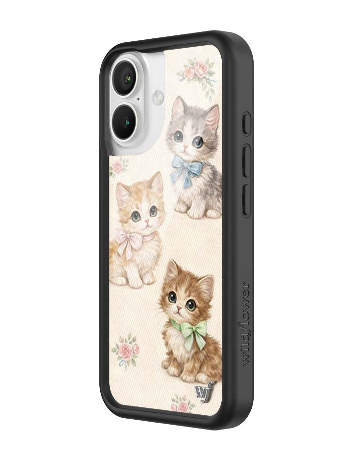 Vintage Kittens iPhone Case Floral White Animal Print