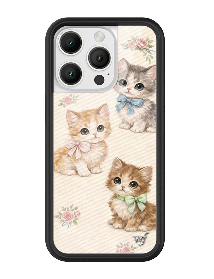 Vintage Kittens iPhone Case Floral White Animal Print