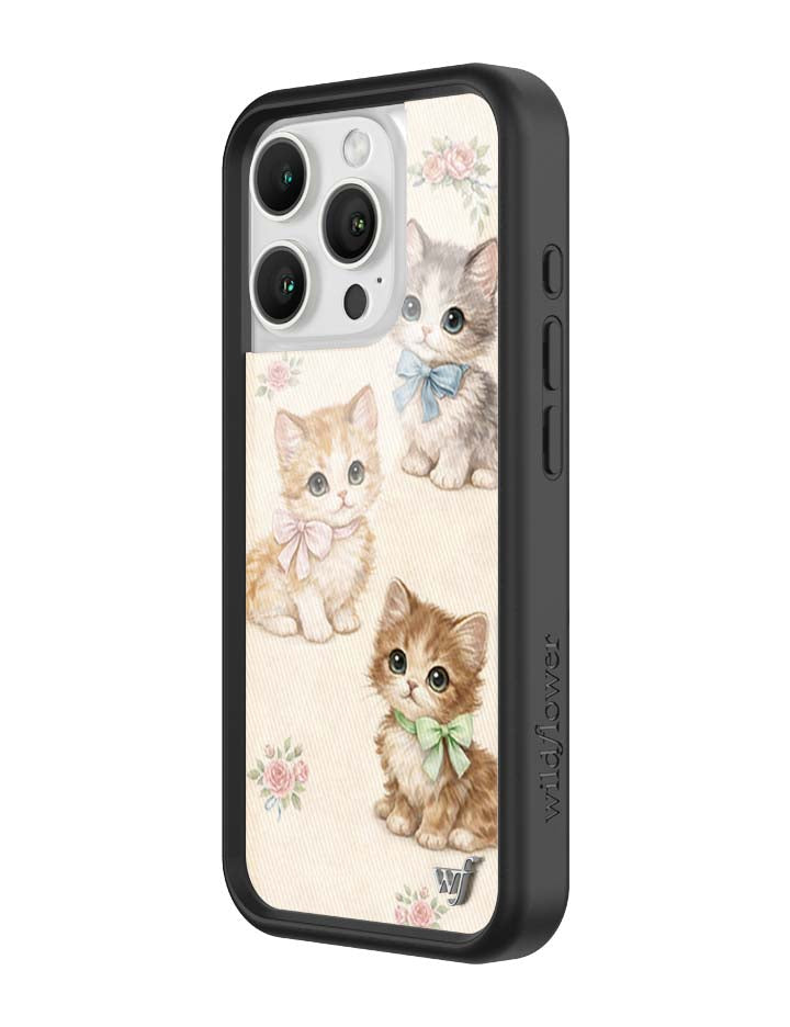 Vintage Kittens iPhone Case Floral White Animal Print