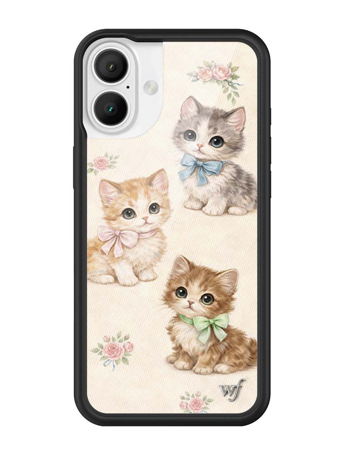 Vintage Kittens iPhone Case Floral White Animal Print
