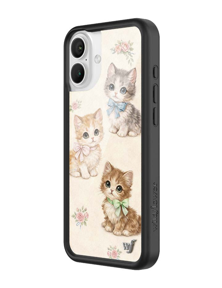 Vintage Kittens iPhone Case Floral White Animal Print