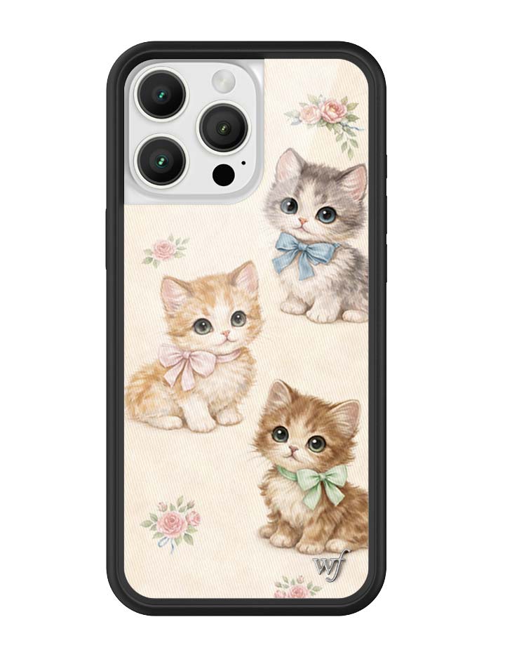 Vintage Kittens iPhone Case Floral White Animal Print