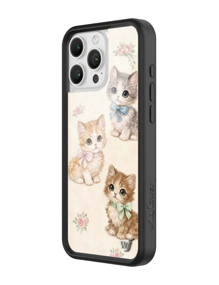Vintage Kittens iPhone Case Floral White Animal Print