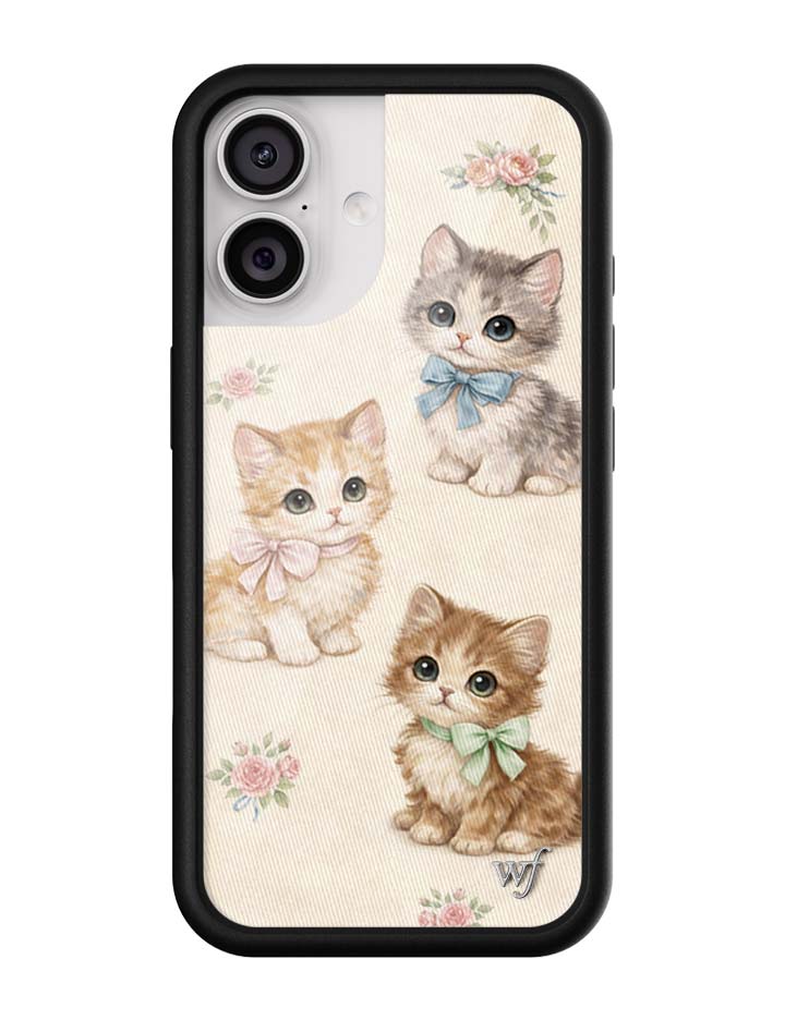Vintage Kittens iPhone Case Floral White Animal Print